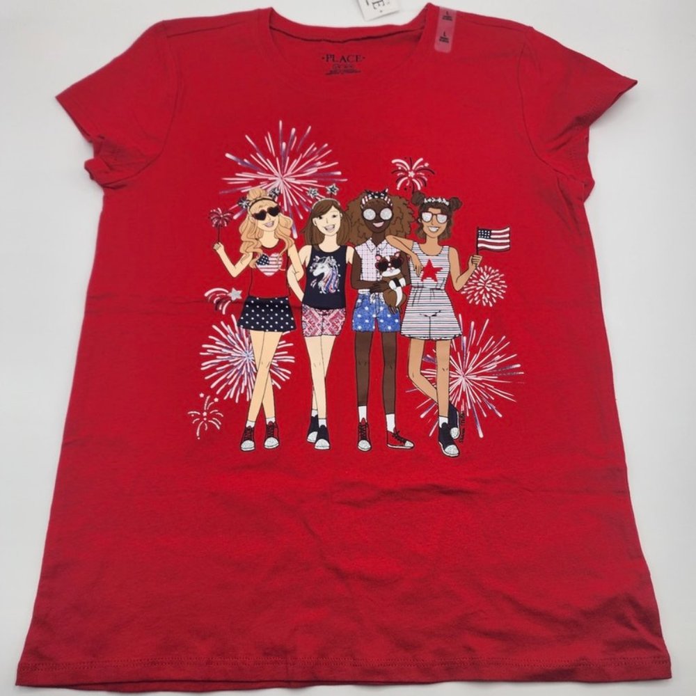 PLACE Girl’s 100% Cotton Red T-Shirt Sz L 10-12 Yrs NWT